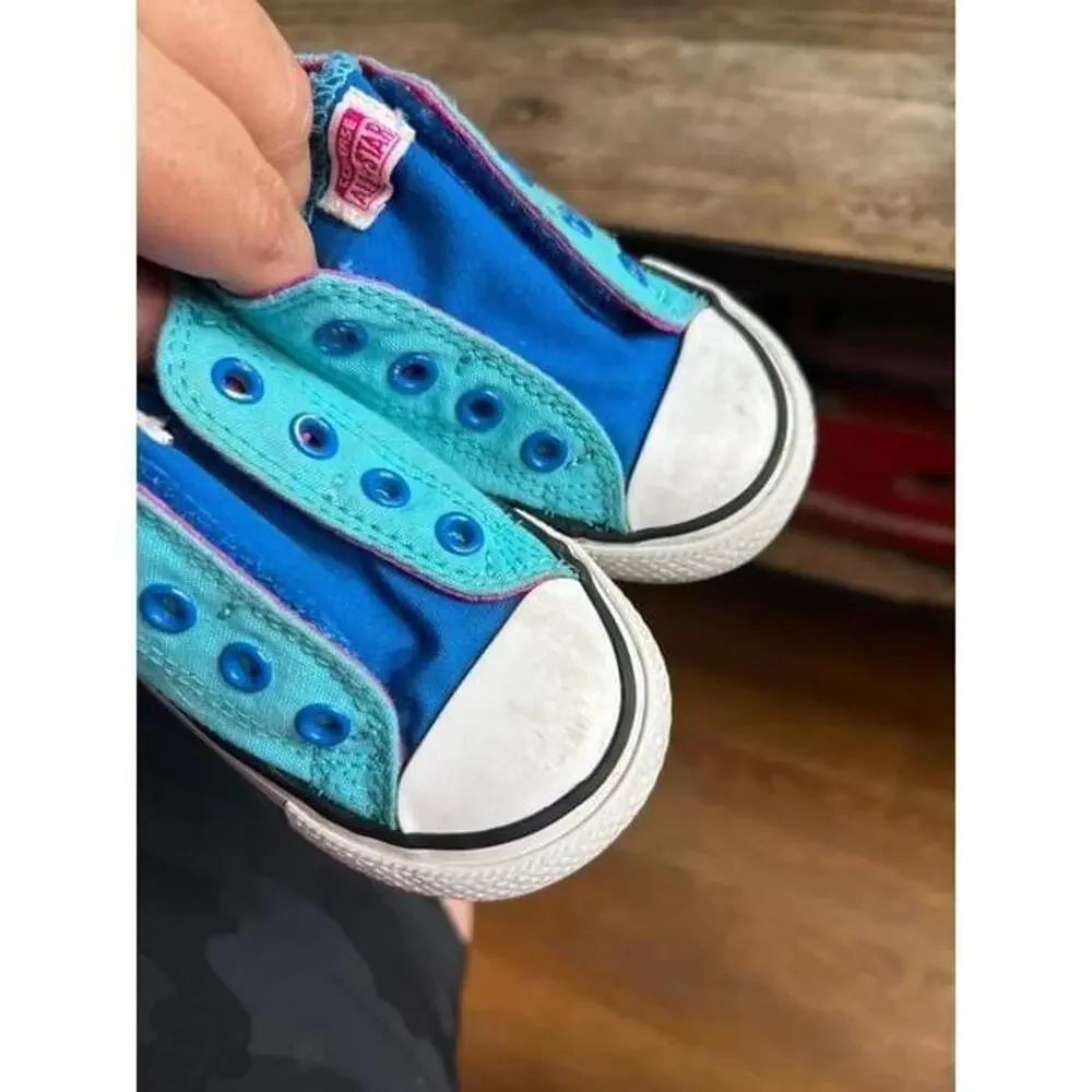 Converse Chuck Taylor All Star Sneakers‎ Infant 6 Blue Pink Slip On Canvas
